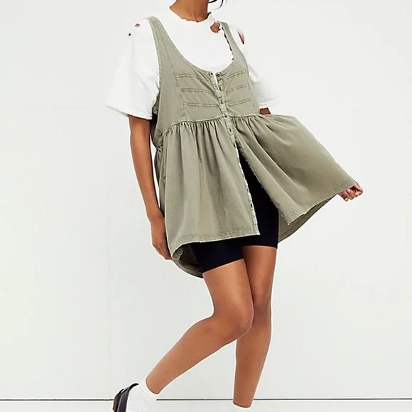 NWT FREE PEOPE Brooke Tunic Sage Beige - Picture 2 of 4